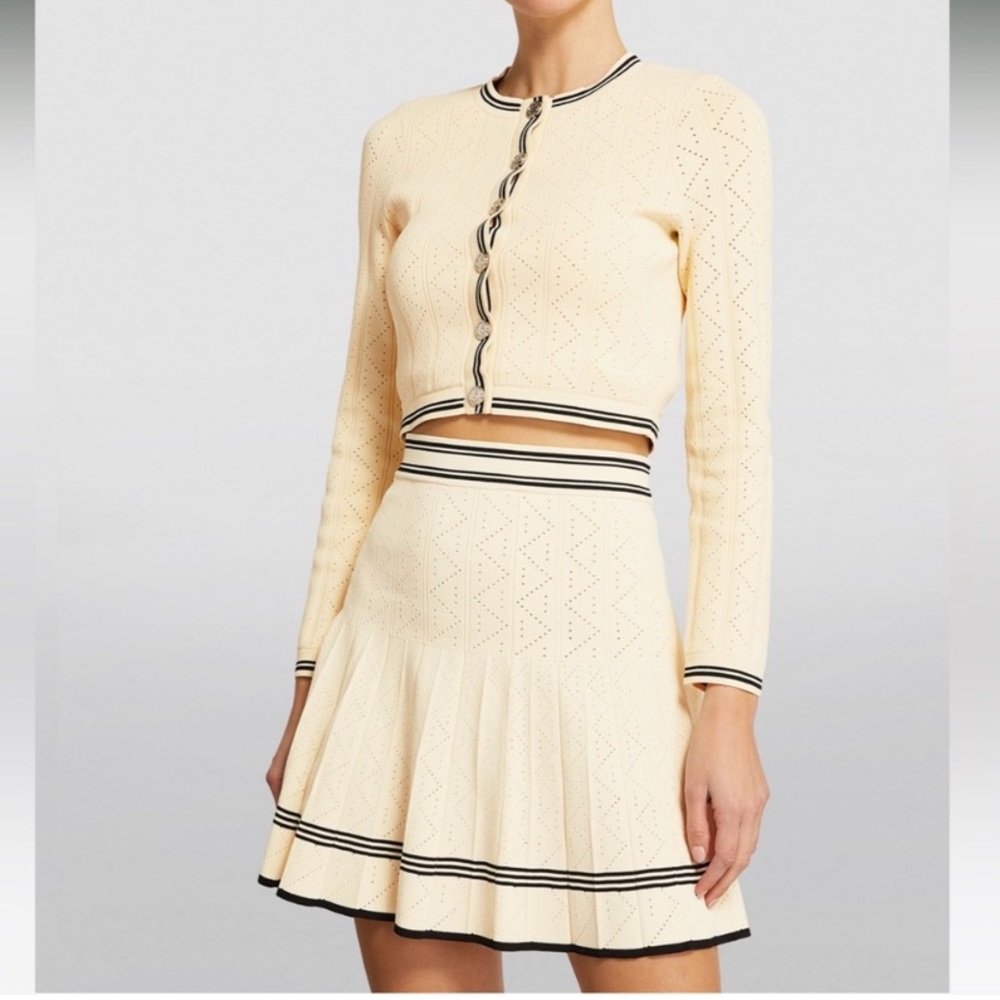 Sandro Cream Cardigan with Black Trim